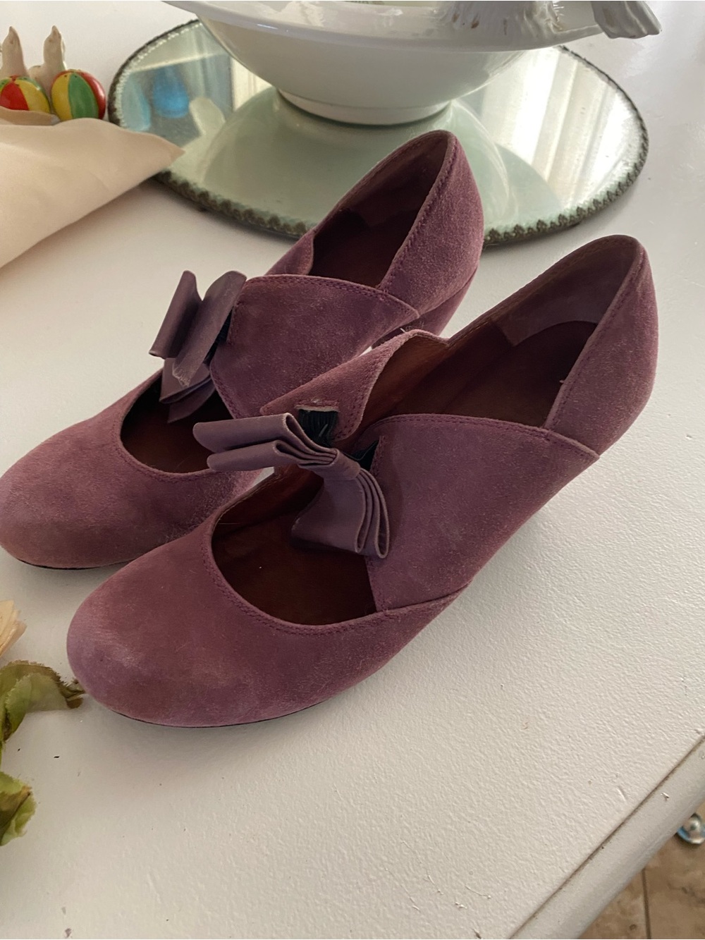 Anthropology Purple Velvet Shoes